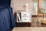 Bedside tables - Bedside table White Marble Melamine Pulsar - Black Frame - Dimehouse