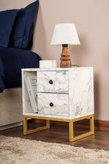 Bedside tables - Bedside table Marble Melamine Gold Frame Pulsar - Dimehouse