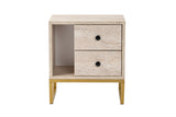 Bedside tables - Bedside table Beige Melamine Pulsar - Gold Frame - Dimehouse