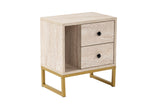 Bedside tables - Bedside table Beige Melamine Pulsar - Gold Frame - Dimehouse
