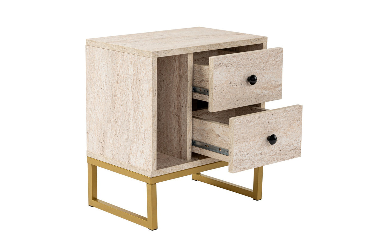 Bedside tables - Bedside table Beige Melamine Pulsar - Gold Frame - Dimehouse
