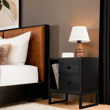 Bedside tables - Bedside table Black Melamine Pulsar - Dimehouse