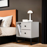 Bedside tables - Bedside table Gray Melamine Pulsar - Black Frame - Dimehouse