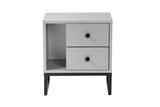 Bedside tables - Bedside table Gray Melamine Pulsar - Black Frame - Dimehouse