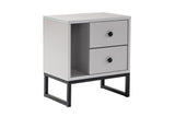 Bedside tables - Bedside table Gray Melamine Pulsar - Black Frame - Dimehouse