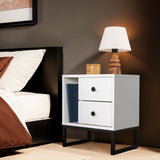 Bedside tables - Bedside table White Melamine Pulsar - Black Frame - Dimehouse