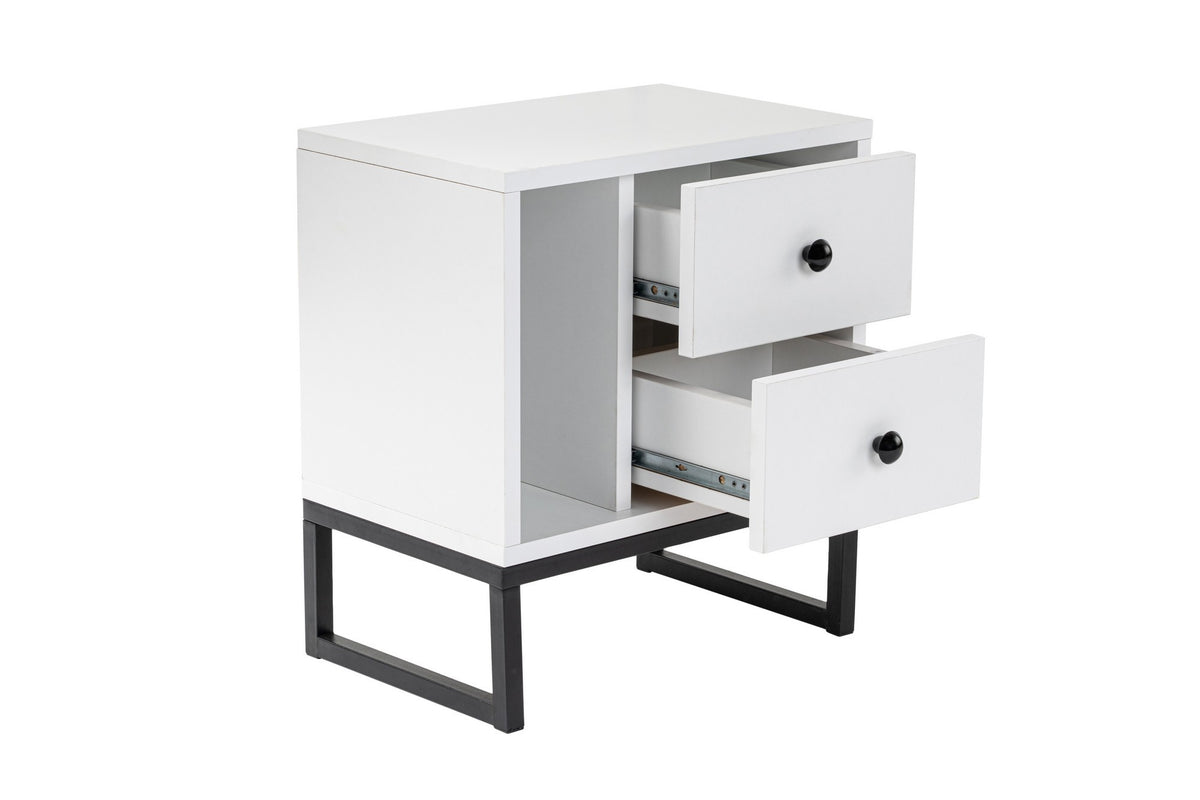 Bedside tables - Bedside table White Melamine Pulsar - Black Frame - Dimehouse