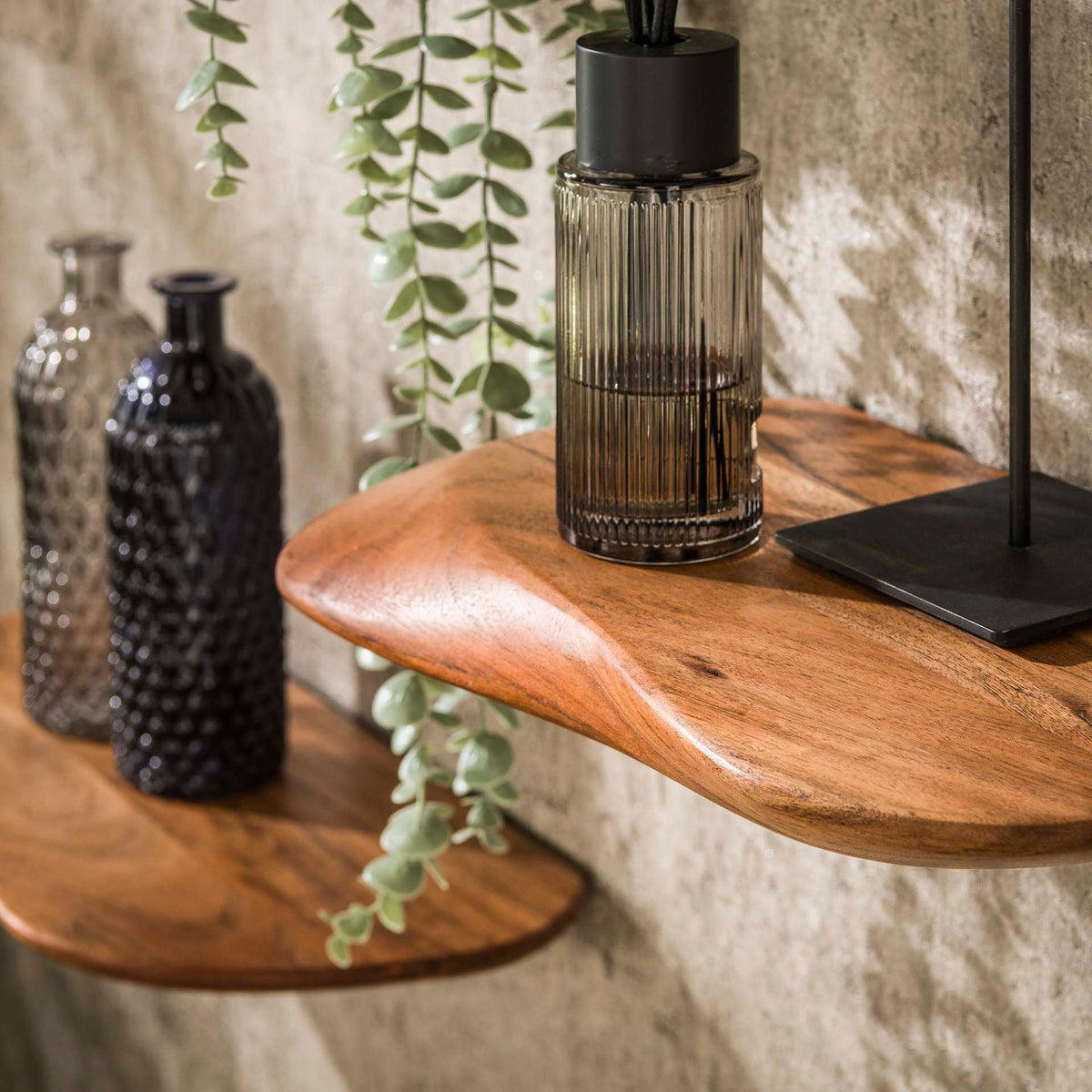 Wall Shelves - Nordic Set of 3 Wall Shelves Organic - Solid Acacia Wood - Dimehouse