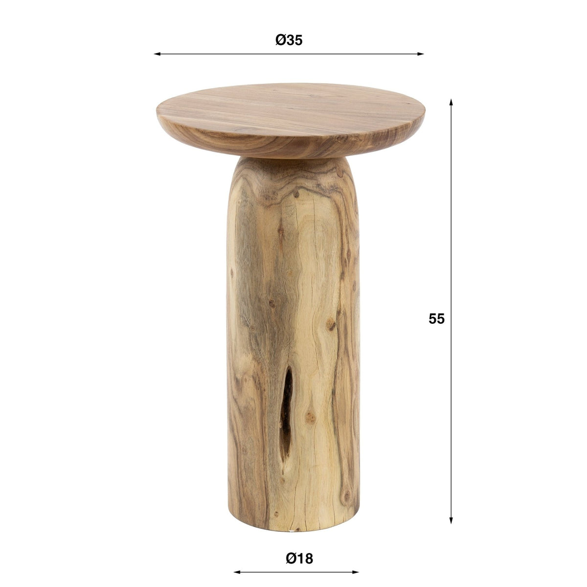 Side tables - Side table Nova - Solid Acacia wood - 55 cm High - Dimehouse