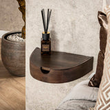 Bedside Tables - Floating Semicircular Bedside Tables Set 2 Acacia - Dimehouse