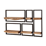 Wall shelves - Set of 5 wall shelves Viggo acacia wood metal - Dimehouse