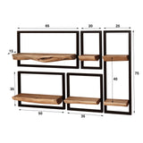Wall shelves - Set of 5 wall shelves Viggo acacia wood metal - Dimehouse