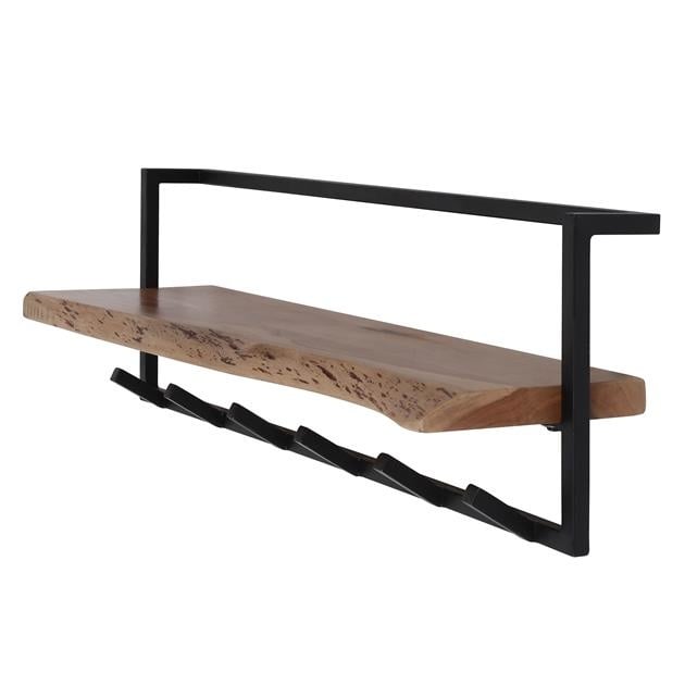 Coat rack Dewi DH Interior Acacia LxWxH 104x36x17 Acacia wood White photo diagonal rear view