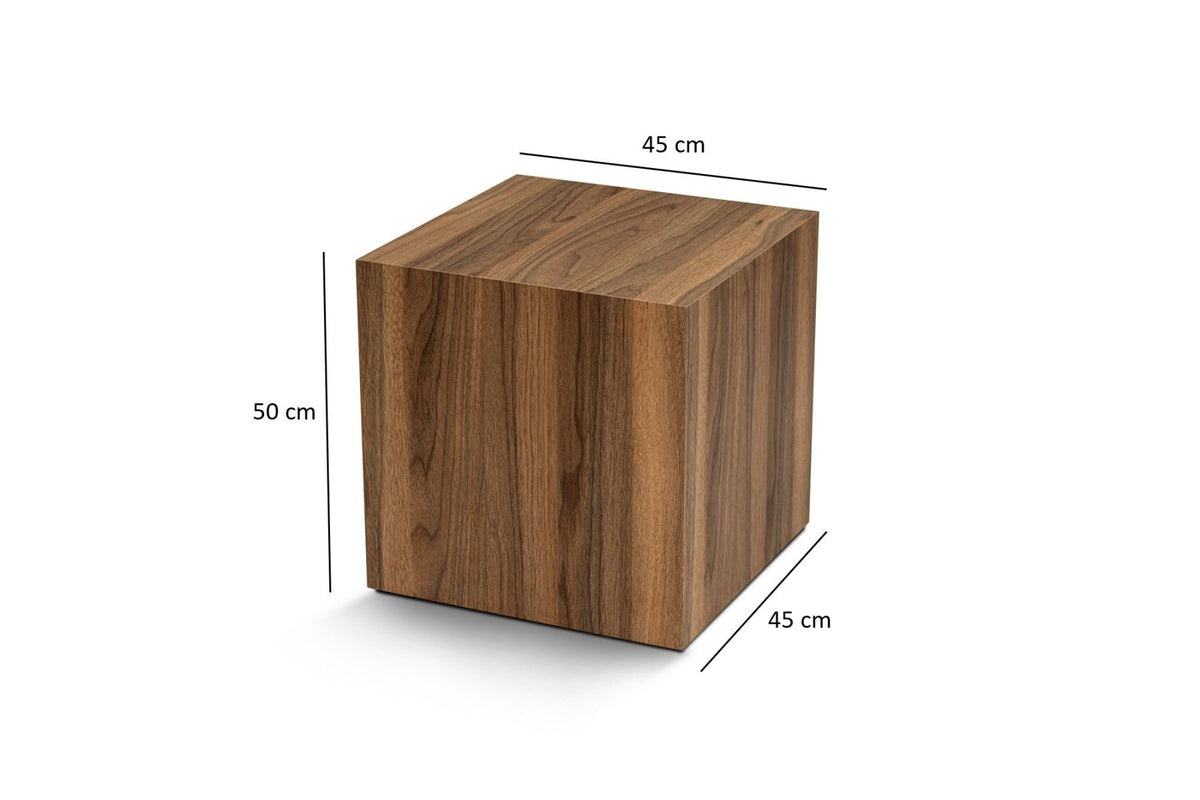 Side tables - Modern Side Table Cubic Square Walnut look - 45x45x50 cm - Dimehouse