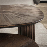 Coffee tables - Coffee table set of 2 Myla Organic Quadrangular Teak Wood Brown - Japandi - Dimehouse