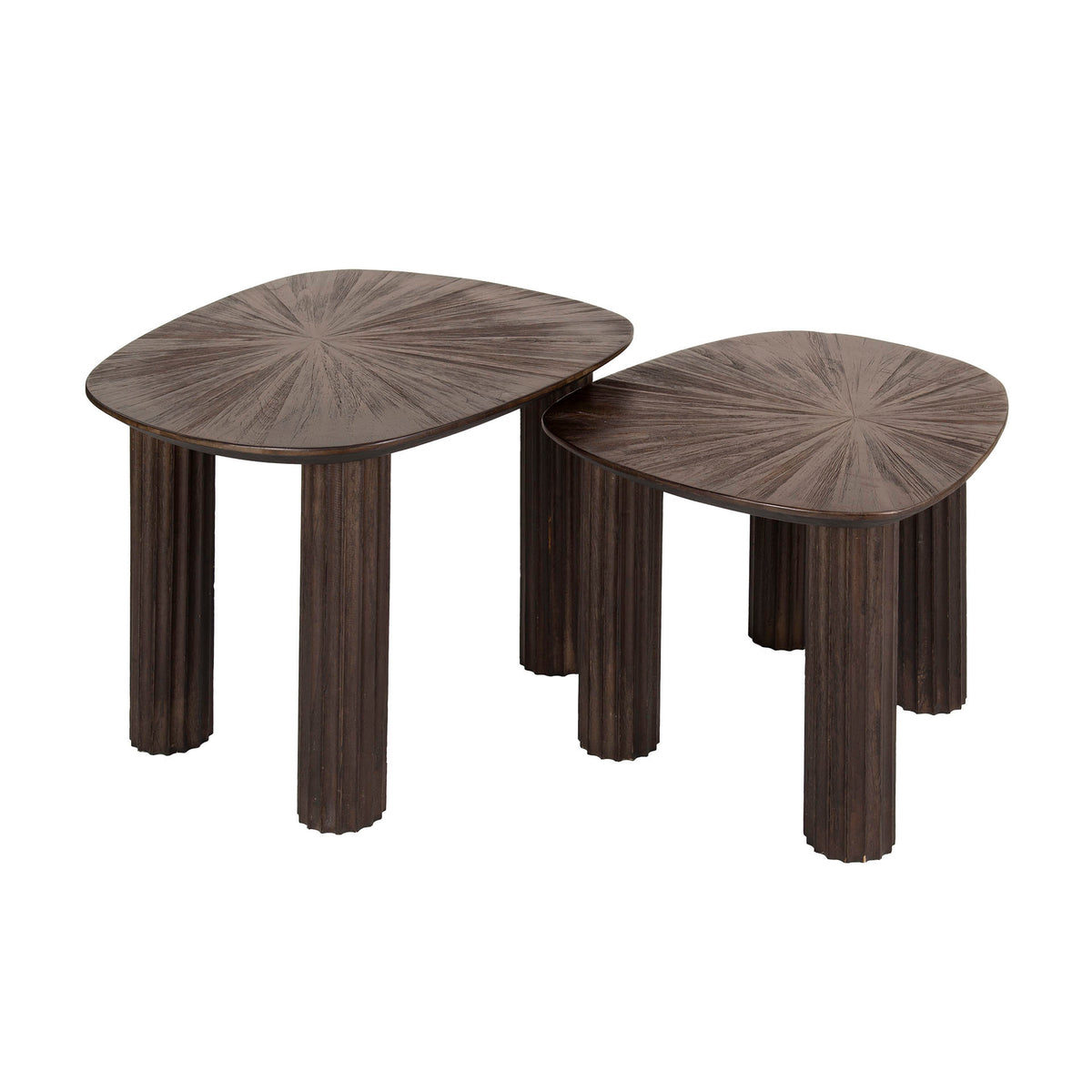 Coffee tables - Coffee table set of 2 Myla Organic Quadrangular Teak Wood Brown - Japandi - Dimehouse
