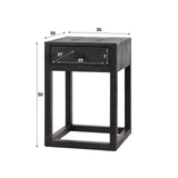Bedside tables - Bedside table Black Acacia Wood Davey 1 Drawer - Dimehouse