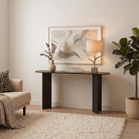 Side tables - Oval side table black melamine 150x35 cm - Sota - Dimehouse