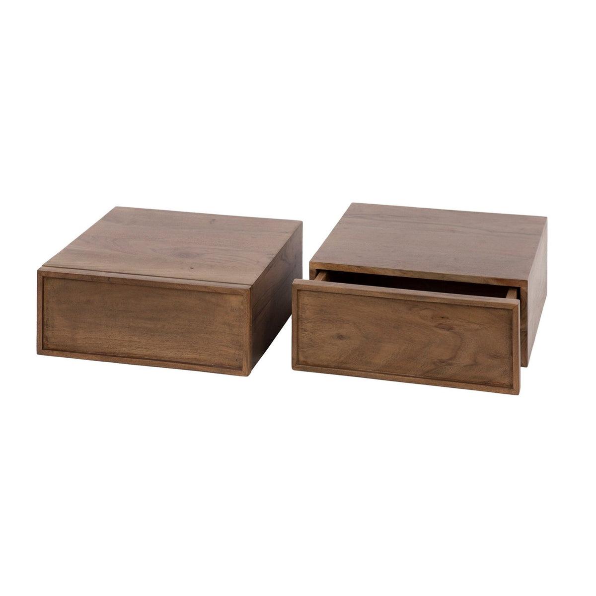 Bedside Tables - Floating Bedside Table Lio Acacia Drift Brown - Dimehouse