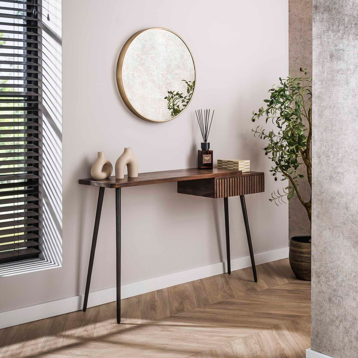 Dressing tables - Dressing table Elin Solid Acacia Drift Brown 120 cm - Dimehouse