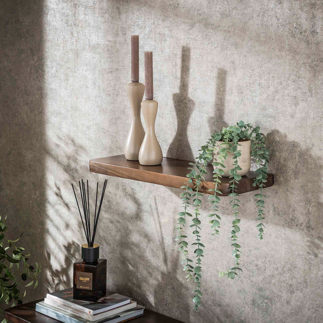 Wall shelves - Wall shelf Noa 60 cm Solid Acacia wood Drift Brown - Dimehouse