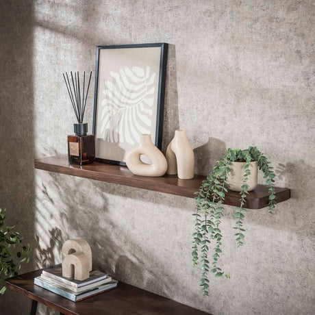 Wall shelves - Wall shelf Noa 120 cm Solid Acacia wood Drift Brown - Dimehouse