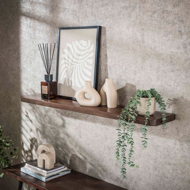 Wall shelves - Wall shelf Noa 120 cm Solid Acacia wood Drift Brown - Dimehouse