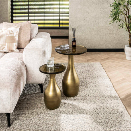 Side tables - Side table Vesto Drop shape Antique Gold 45 cm - Dimehouse