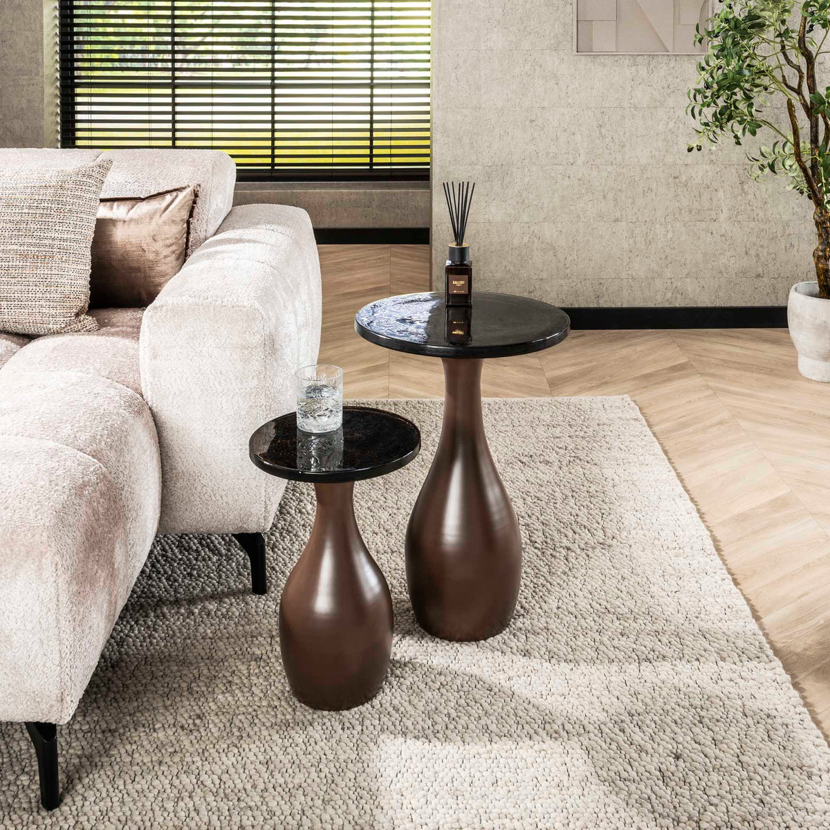 Side tables - Side table Vesto Drop shape Antique Copper 60 cm - Dimehouse