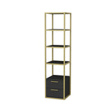 Bookcases - Bookcase Robbins Gold Gold Anthracite Melamine 39x160x39 cm - Dimehouse