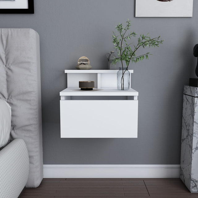 Bedside tables - Bedside table Alice White Melamine 39.8x35x35 cm - Dimehouse