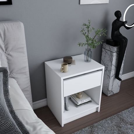 Sheridan bedside table white 44.6 cm Melamine-faced wood composite