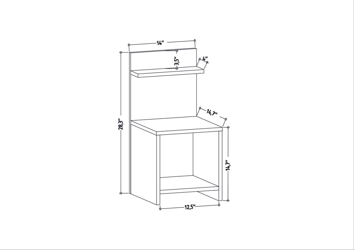 Ullman bedside table white 35.6 x 37.4 x 72 cm Melamine coated wood composite