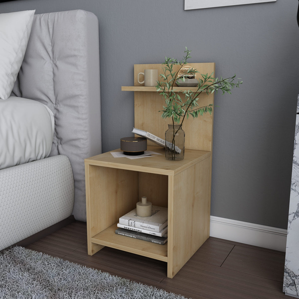 Ullman bedside table oak look 72 cm Melamine-faced wood composite