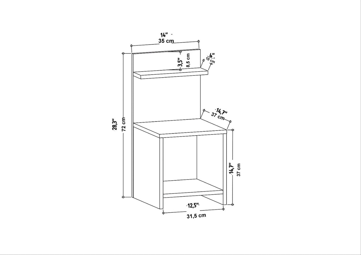 Ullman bedside table oak look 72 cm Melamine-faced wood composite