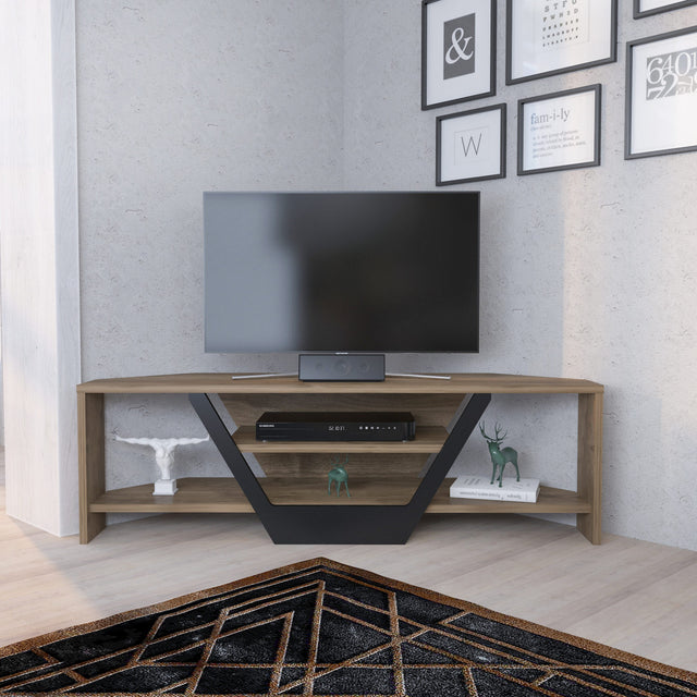 Sares TV cabinet walnut look with black 120 cm Walnut look / Black Melamine coated furniture panel
