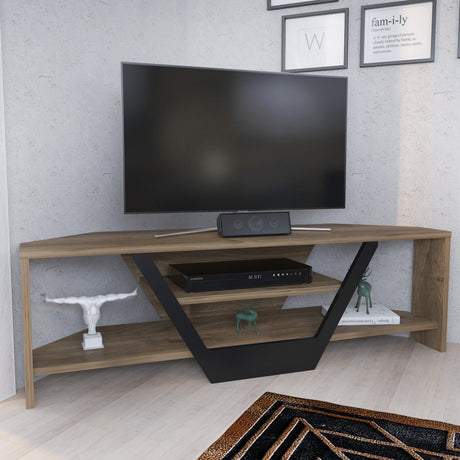 Sares TV cabinet walnut look with black 120 cm Walnut look / Black Melamine coated furniture panel