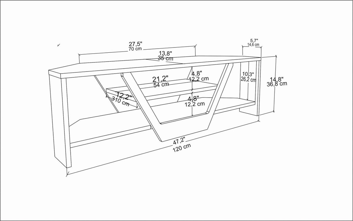 Sares TV cabinet walnut look with black 120 cm Walnut look / Black Melamine coated furniture panel