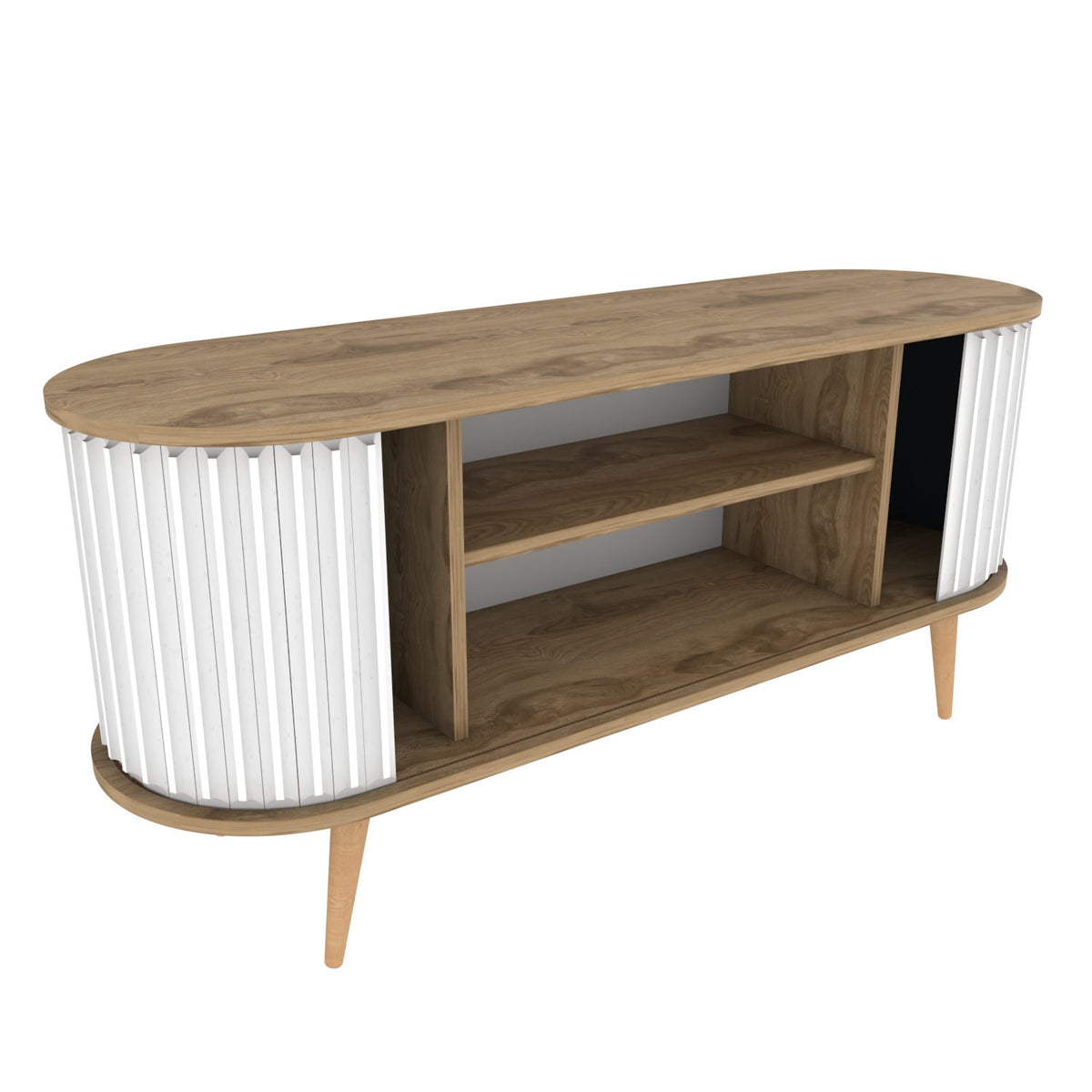 TV Furniture - TV Furniture Stor Oak White Melamine 140x64x43 cm - Dimehouse