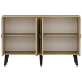 Ansel console sapphire oak look 120 cm Sapphire oak look, gold-colored Melamine coated wood composite