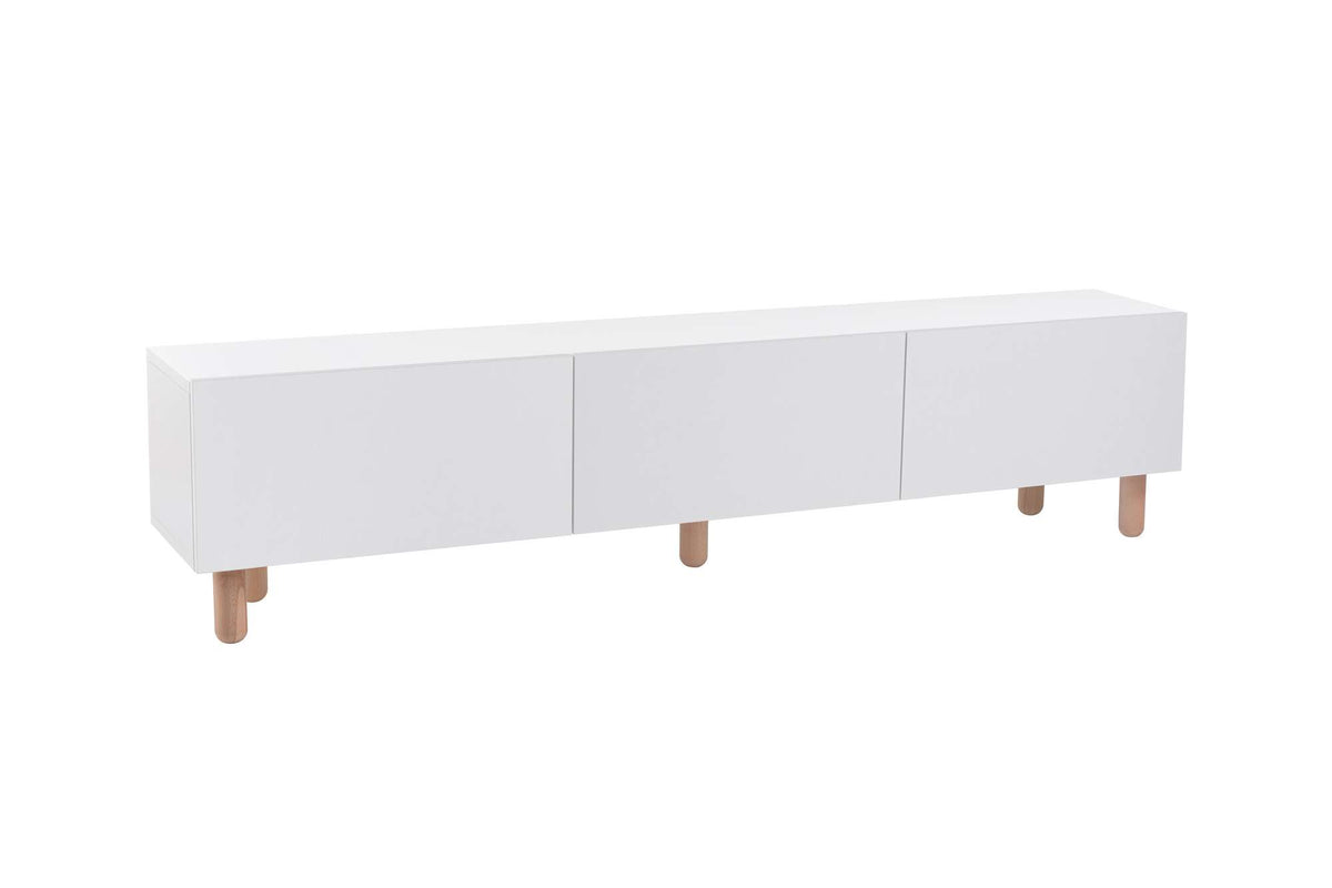 Alvin sideboard white with wooden legs 180 cm Melamine coated wood composite