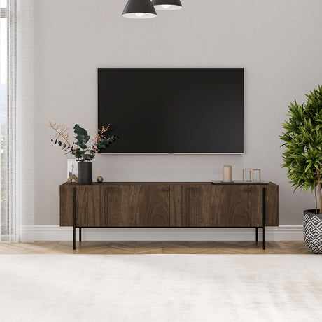 Herman TV cabinet in walnut look 160 cm Melamine-coated wood