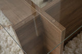 Coffee Tables - Rectangular Modern Coffee Table Vetroni Walnut Look - Glass - 105x65 cm - Dimehouse
