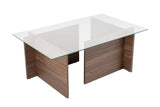 Coffee Tables - Rectangular Modern Coffee Table Vetroni Walnut Look - Glass - 105x65 cm - Dimehouse