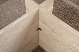Coffee Tables - Rectangular Modern Coffee Table Vetroni Travertine Look - Glass - 105x65 cm - Dimehouse