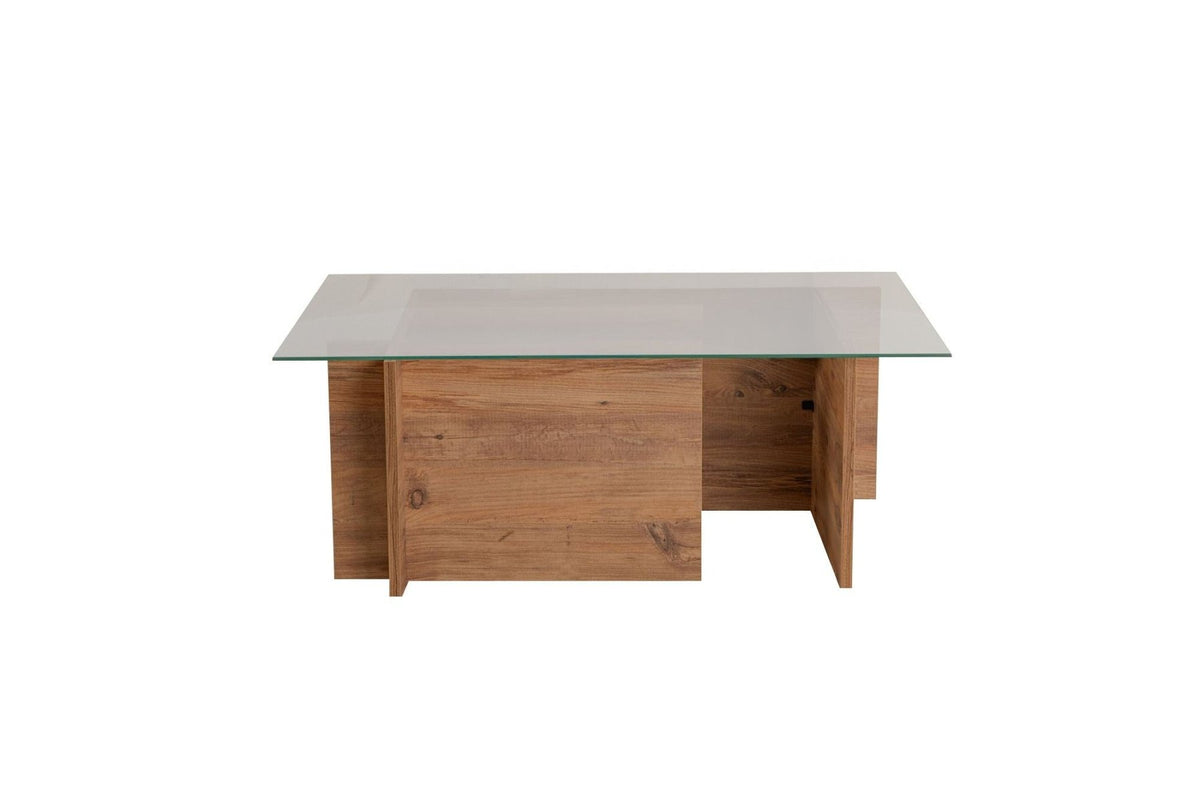 Coffee Tables - Rectangular Modern Coffee Table Vetroni Atlantic Pine Look - Glass - 105x65 cm - Dimehouse