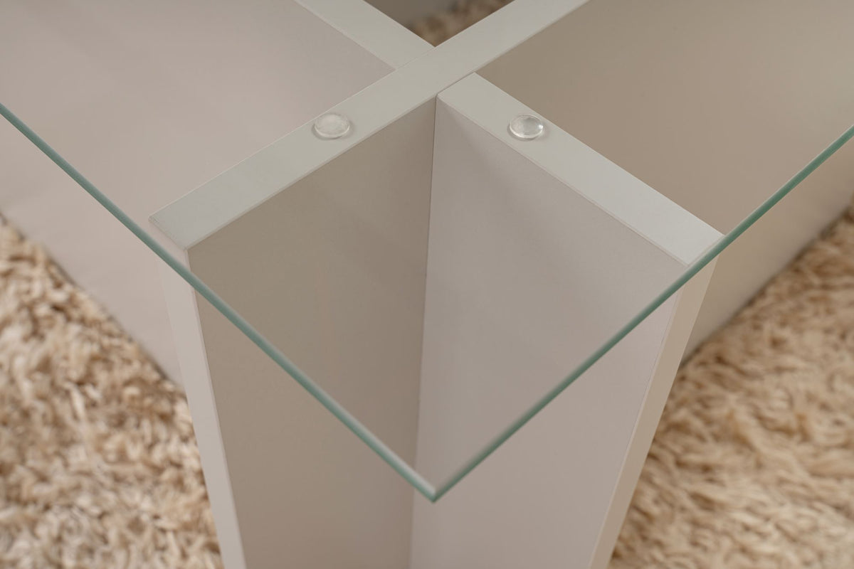 Coffee Tables - Rectangular Modern Coffee Table Vetroni Gray - Glass - 105x65 cm - Dimehouse
