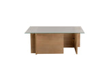 Coffee Tables - Rectangular Modern Coffee Table Honey Oak Wood Look - Glass - 105x65 cm - Dimehouse