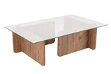 Coffee tables - Coffee table Atlantic Pine Melamine Glass Opal 105x65x30 cm - Dimehouse