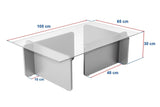 Coffee tables - Coffee table Atlantic Pine Melamine Glass Opal 105x65x30 cm - Dimehouse